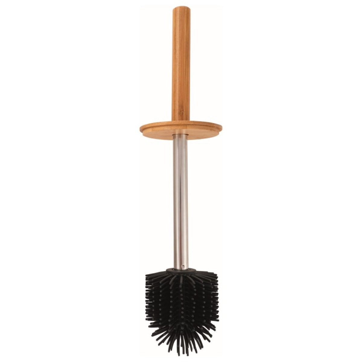 Brosse wc avec support Acier & Bambou ADONIS Gris Foncé mat - Poils résistants en silicone Spirella