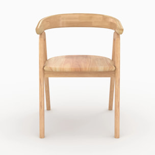 Chaise en bois d'hévéa clair avec accoudoirs - Hawa