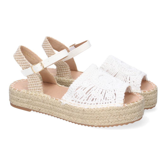 Sandalia de Plataforma para Mujer, Comoda, Forrada de Yute, Pala Abierta y Entrelazada