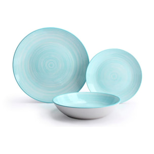 Servizio Tavola da 18 Piatti in Ceramica, lavabile in lavastoviglie e adatto a microonde, Intrecci