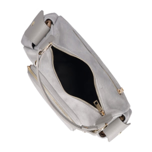 Borsa a spalla da donna Made in Italy - Modello Ardena - Pelle scamosciata - 30.0 x 17.0 x 12.0 cm