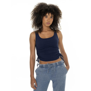 Camiseta de tirantes de mujer de canalé con cordones Leone Fancy Stripes