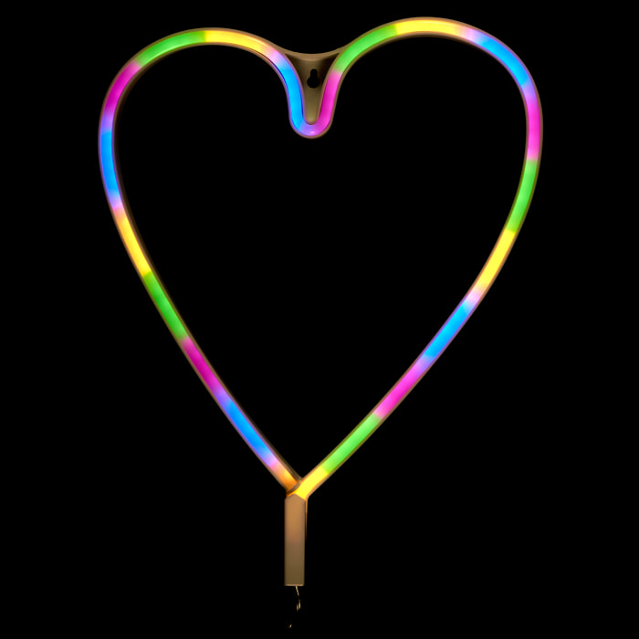 Lampe Led Effet Neon Coeur Arc En Ciel Usb