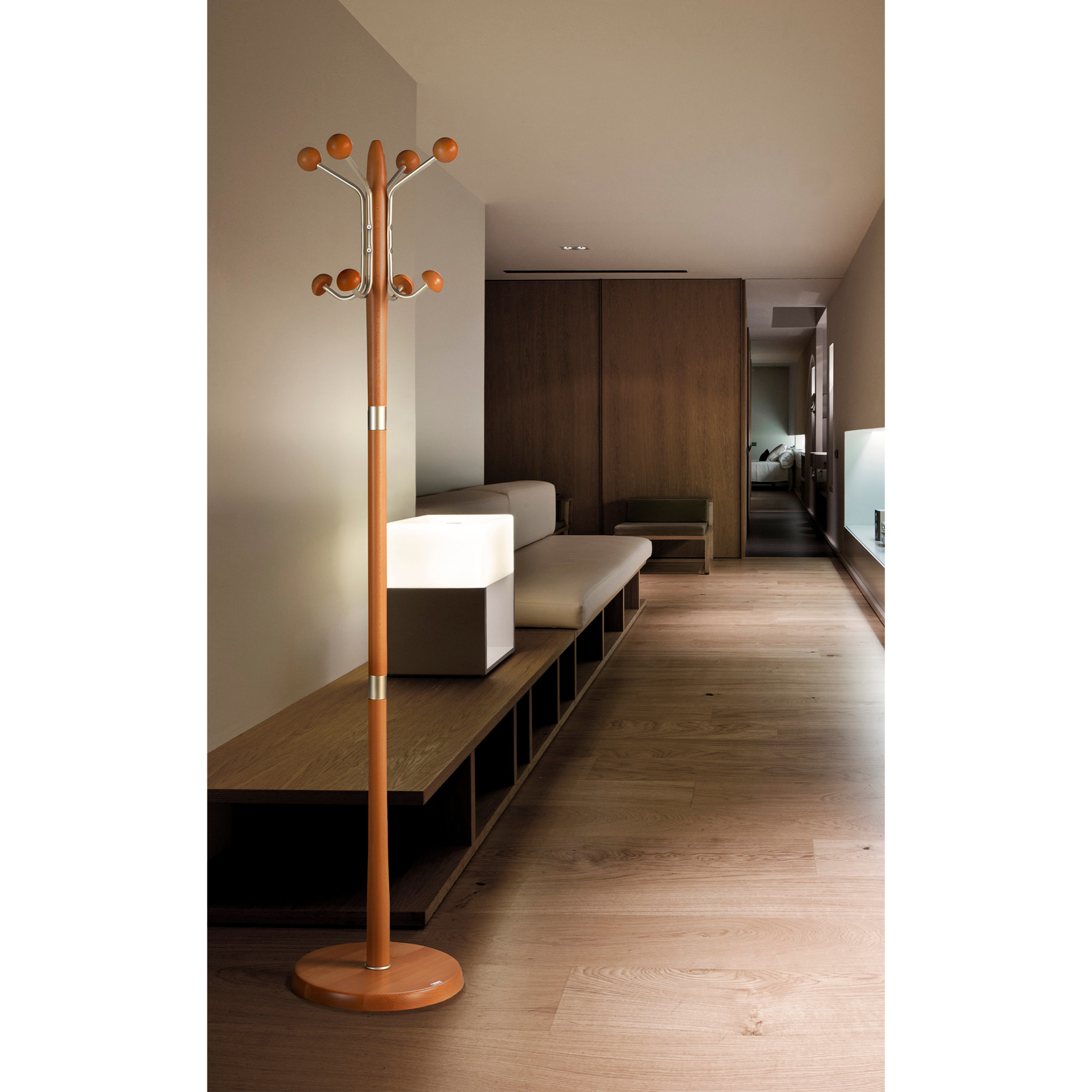 Perchero Menorca madera haya cerezo 180x37x37 cm