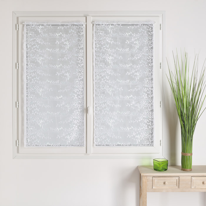 Modulable maille 100% polyester motif feuille - Blanc
