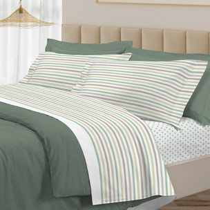 Completo letto riga dots verde 100% cotone