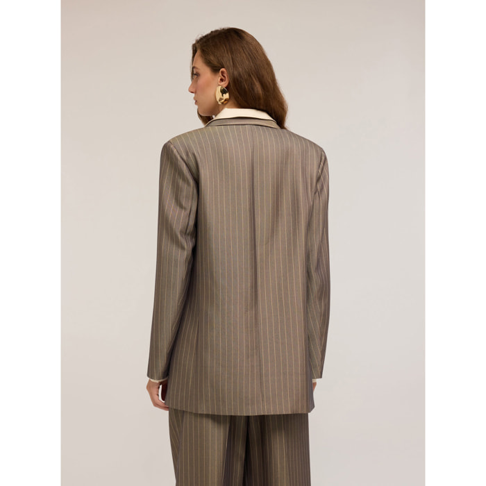 Motivi - Blazer de estilo masculino a rayas - Gris