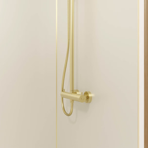 Pack 2 Panneaux Muraux en Aluminium Ivoire 120+90x210 cm + Profilés Or Doré Brossé