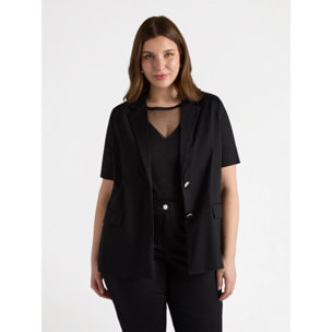 Fiorella Rubino - Blazer maniche corte in cotone - Nero