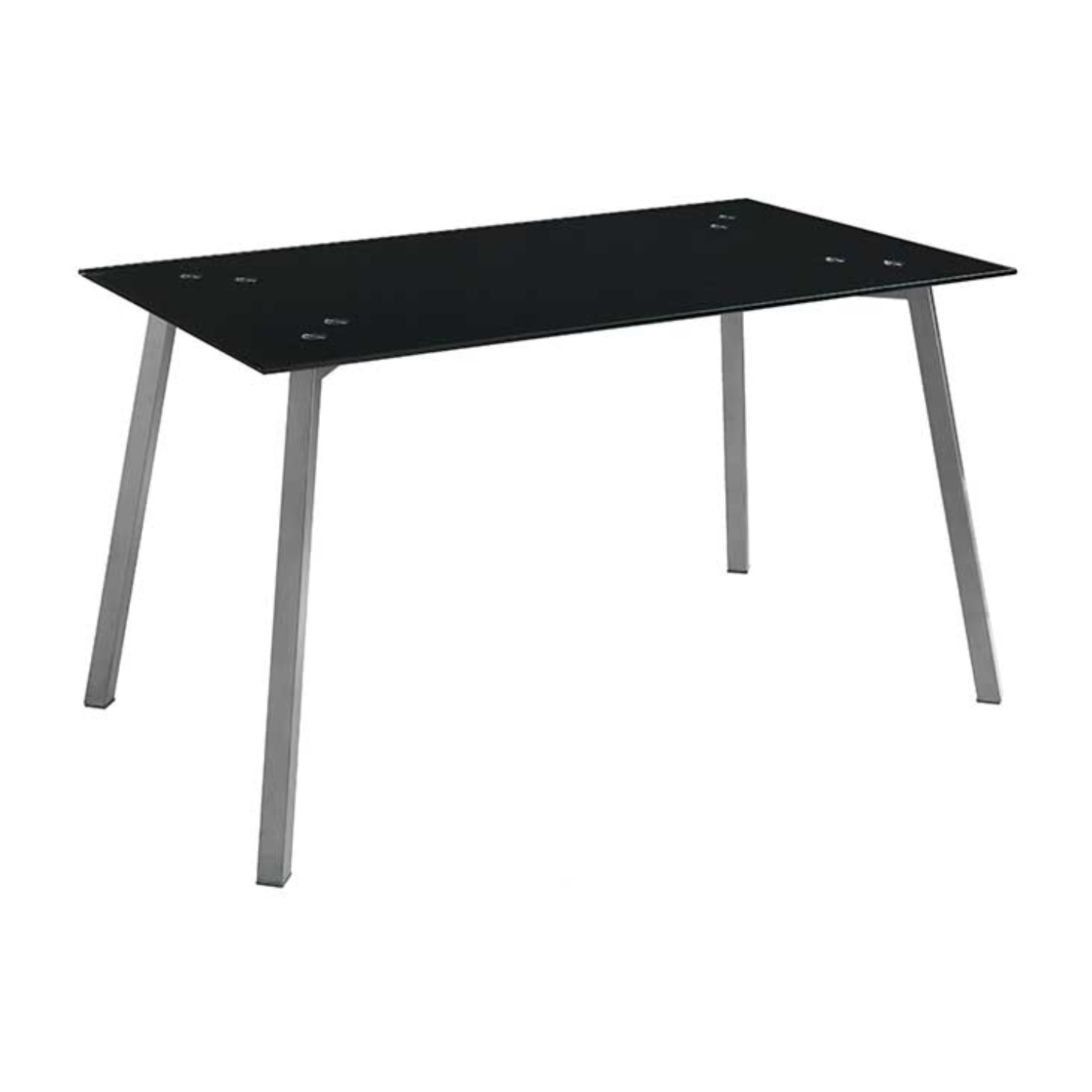 Mesa fija – Cristal negro y patas gris mate