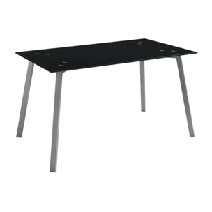 Mesa fija – Cristal negro y patas gris mate