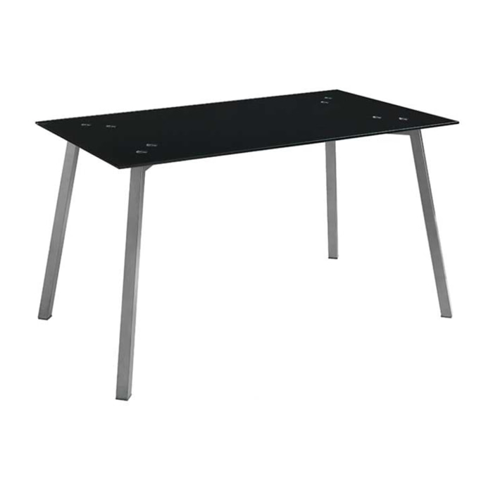 Mesa fija – Cristal negro y patas gris mate