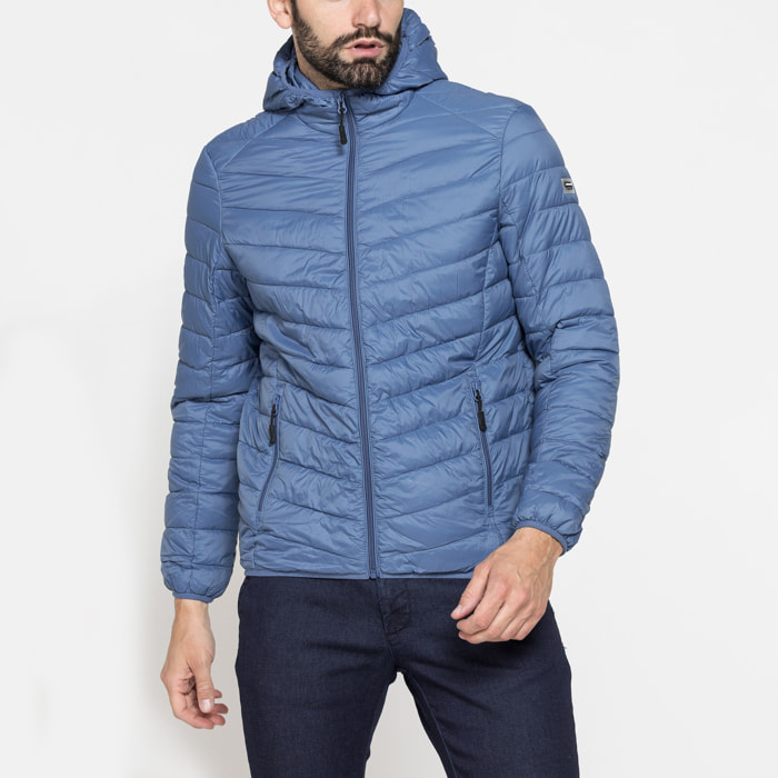 GIUBBINO MANICA LUNGA CON CAPPUCCIO ULTRA LIGHT - TESSUTO ED IMBOTTITURA IN MATERIALE RICICLATO