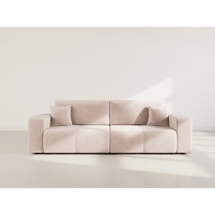 Nicole - Canapé droit 4 places convertible avec coffre en tissu - Taupe