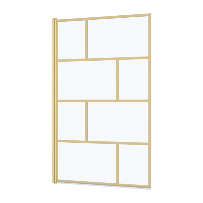 Pare baignoire rabattable 80x140cm Sérigraphie type Briques - Or Doré Brossé - GOLDY BLOCKS