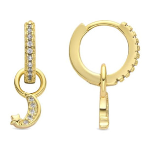 Pendientes acabado oro amarillo de 18k y Circonita Brillante