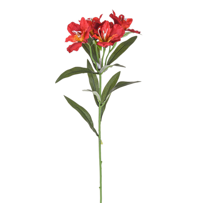 Fiore Di Alstromeria In Materiale Sintetico. Altezza 62 Cm - Pezzi 12 - 17X62X17cm - Colore: Rosso - Bianchi Dino - Fiori Artificiali