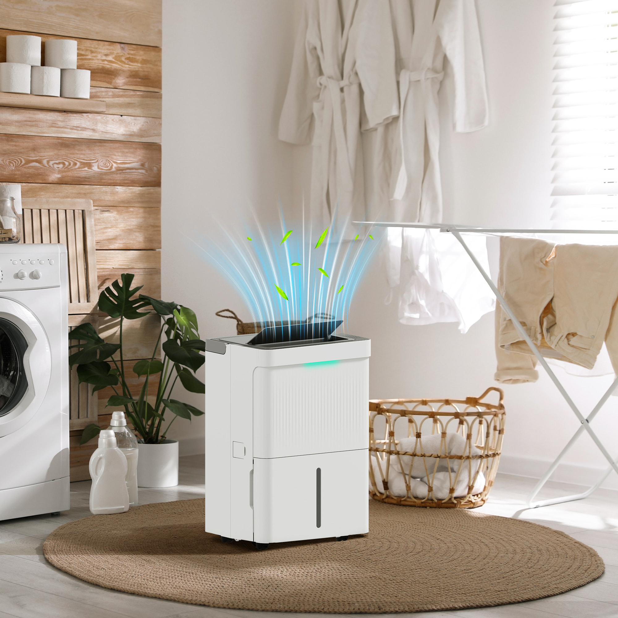 Deshumidificador 35L/día Depósito de Agua 5,5L Deshumidificador Eléctrico con Pantalla LED Temporizador 24 H Bloqueo Infantil y Drenaje Continuo hasta 40-100Ã£Å½Â¡ Blanco