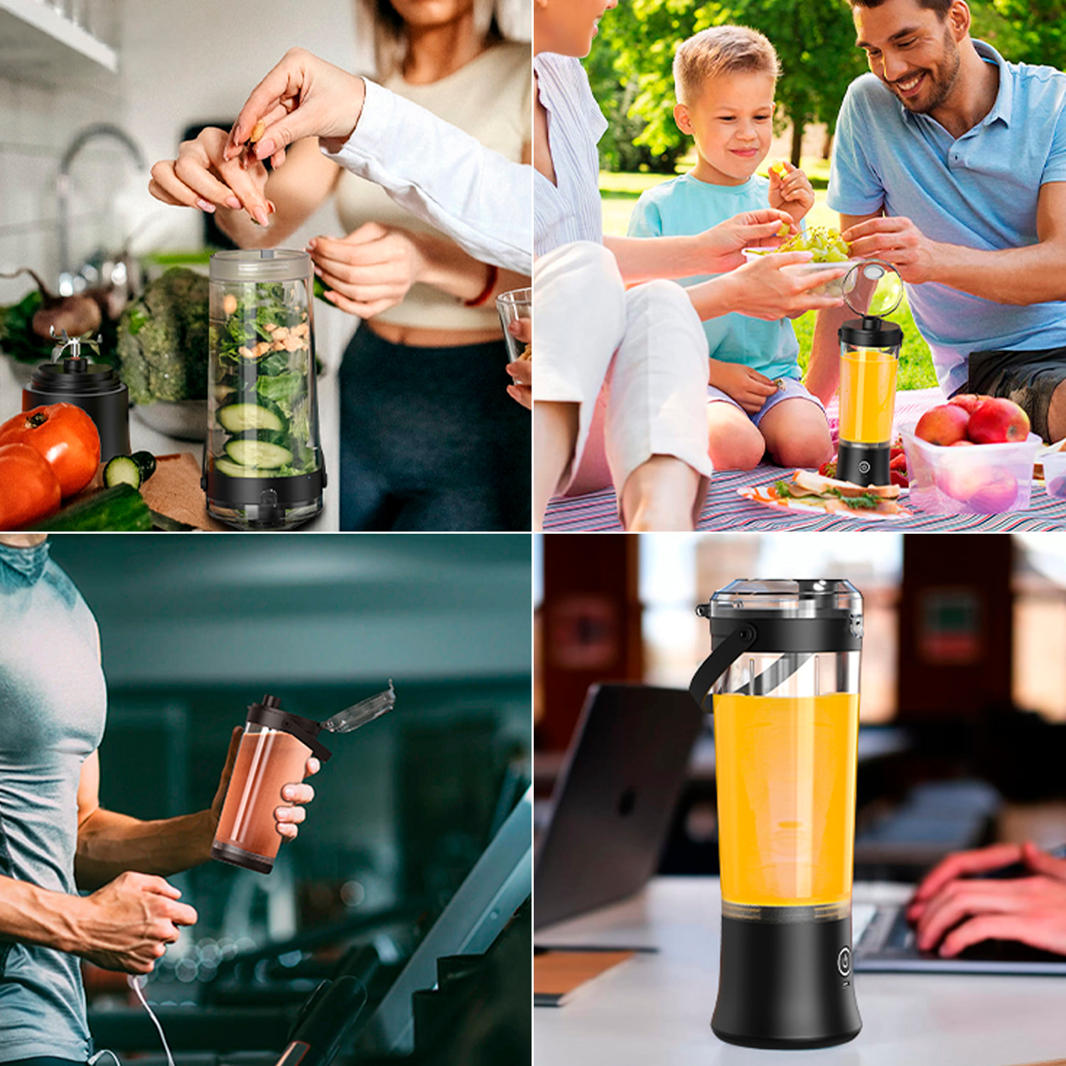 Batidora portátil A9-2.0 con capacidad de 500 ml con 6 cuchillas de acero inoxidable. Con batería recargable de 4000mAh.