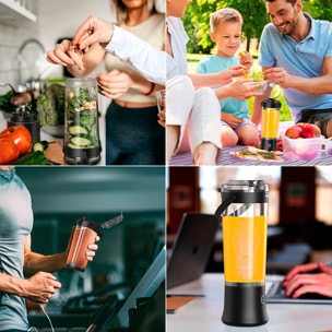 Batidora portátil A9-2.0 con capacidad de 500 ml con 6 cuchillas de acero inoxidable. Con batería recargable de 4000mAh.