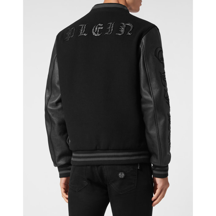 PHILIPP PLEIN Bomber de cuero GOTHIC PLEIN