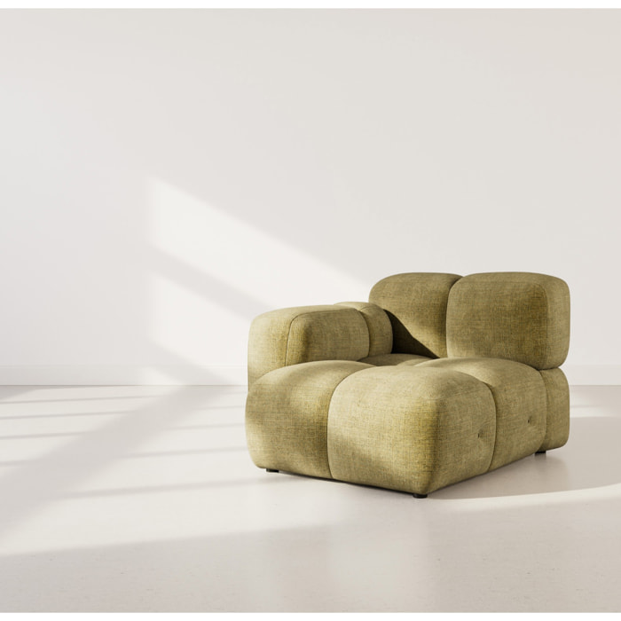 Grace - module d'assise gauche en velours texturé - Vert Olive