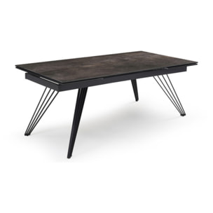 Table extensible céramique grise 180/260 cm pieds métal - UNIK