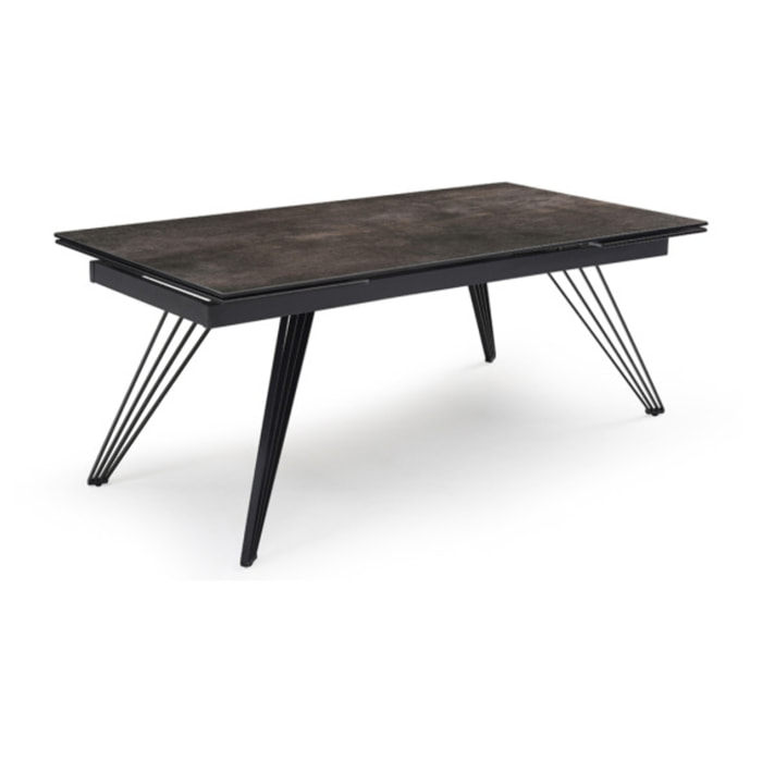 Table extensible céramique grise 180/260 cm pieds métal - UNIK