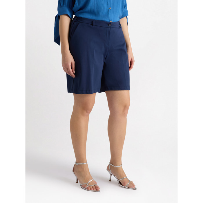 Fiorella Rubino - Pantalón corto en punto Milano - Azul