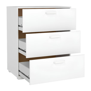 Cassettiera a 3 Cassetti Comò Comodino Mobile Contenitore Salvaspazio Design Moderno Camera da Letto Ingresso Soggiorno 70.2x39.8x82.7 Cm Bianco