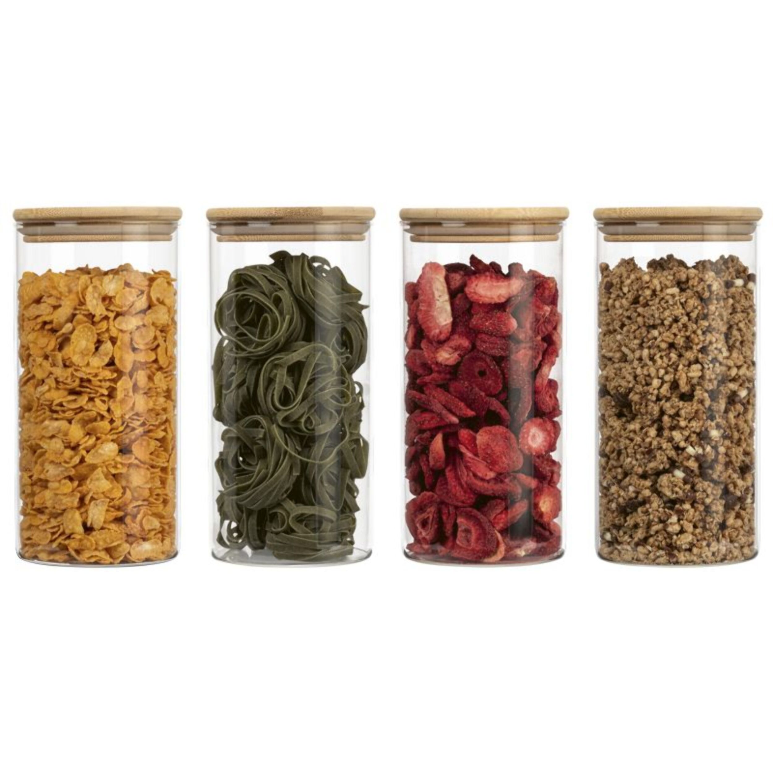 Set 4 bocaux en verre et couvercle en bois de haute qualité Classbach C-VD4026