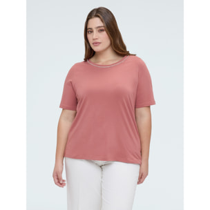 Fiorella Rubino - Camiseta de algodón con aplicaciones luminosas - Rosa
