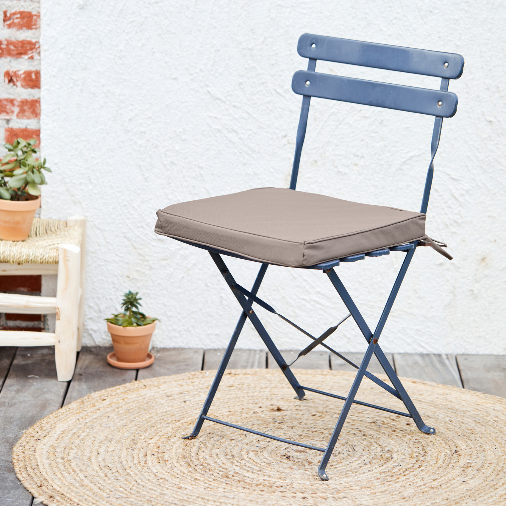 Galette de chaise extérieur imperméable et déhoussable MINORQUE - Lin