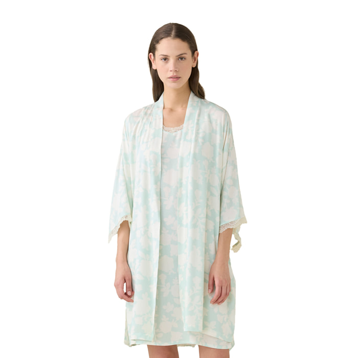 Vestaglia kimono donna estiva in viscosa articolo floret. Noidinotte