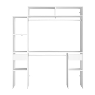 Dressing blanc extensible avec 2 penderies, 4 étagères et 2 tiroirs MATIGNON
