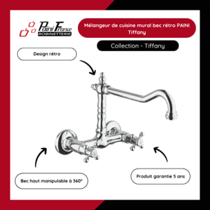 Mélangeur de cuisine mural bec rétro PAINI Tiffany Cuivre