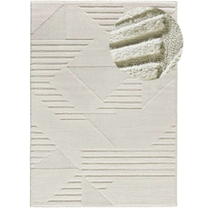 NUMA Alfombra shaggy geométrica con relieve en blanco, varias medidas disponibles