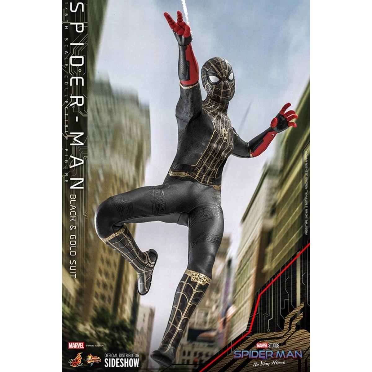 Spider-man: No Way Home Movie Masterpiece Action Figura 1/6 Spider-man (black & Gold Suit) 30 Cm Hot Toys