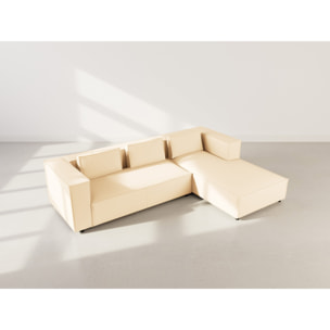 Stella - canapé d'angle droit 4 places en simili - Beige