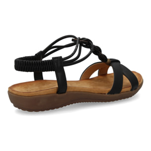 Sandalias planas para mujer, comodas con material elastico en el talon, diseño moderno con adornos en el empeine