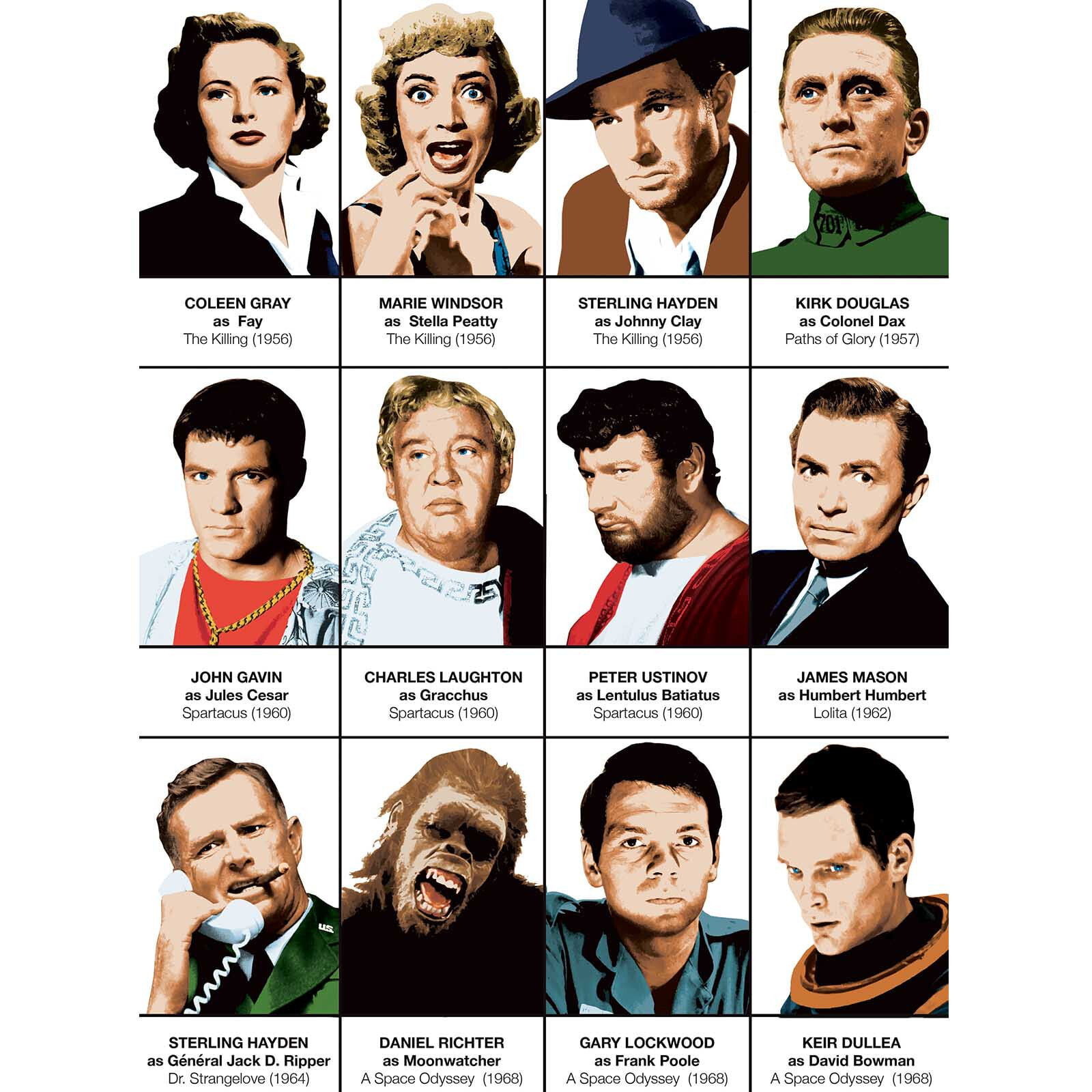 Affiche - Stanley Kubrick characters - Olivier Bourdereau