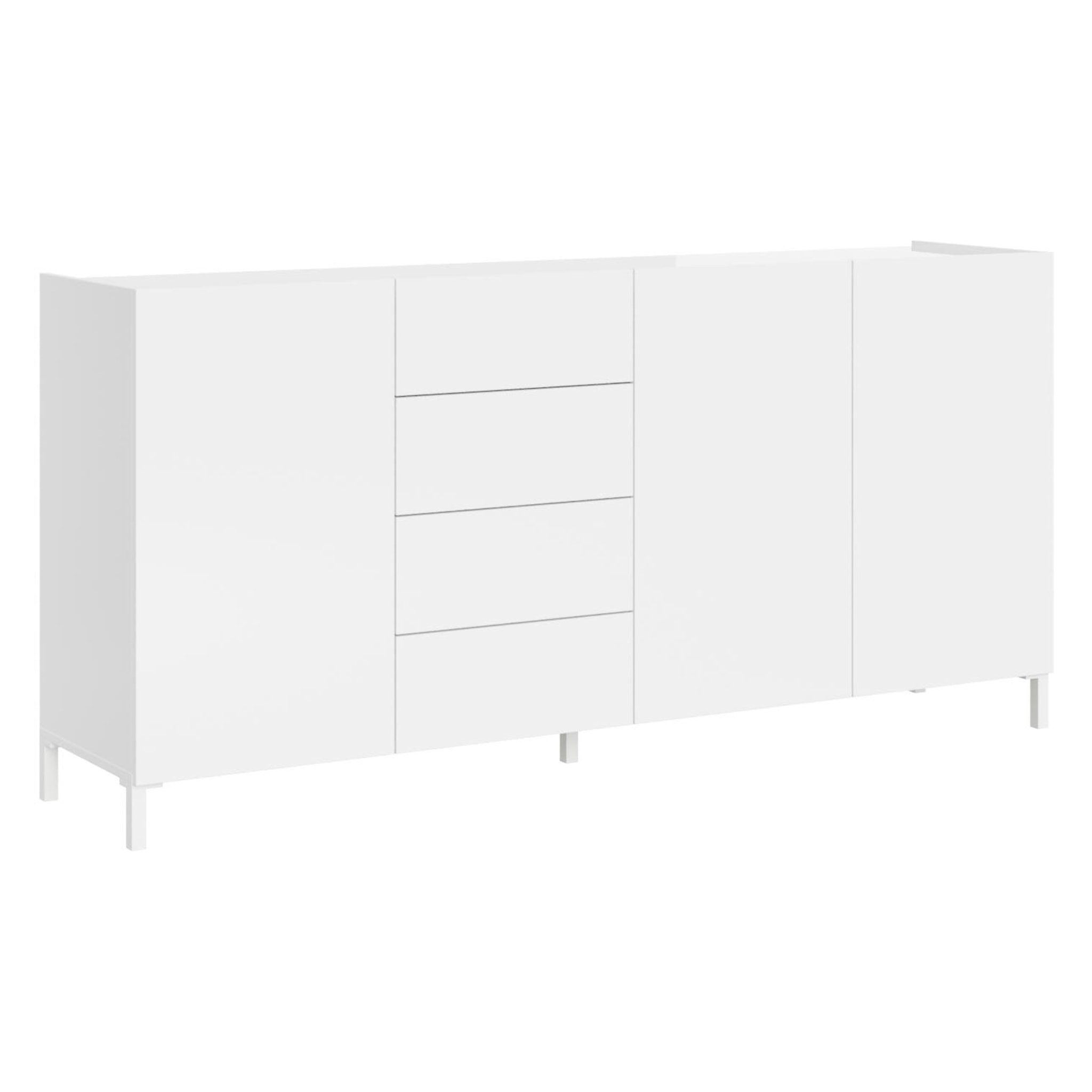 Madia 3 ante/4 cassetti 174x40x84 cm Solaria bianco lucido