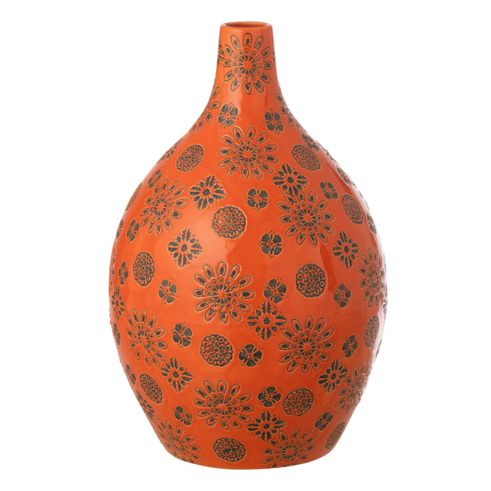 J-Line Vase Billy - porcelaine - orange/noir - large
