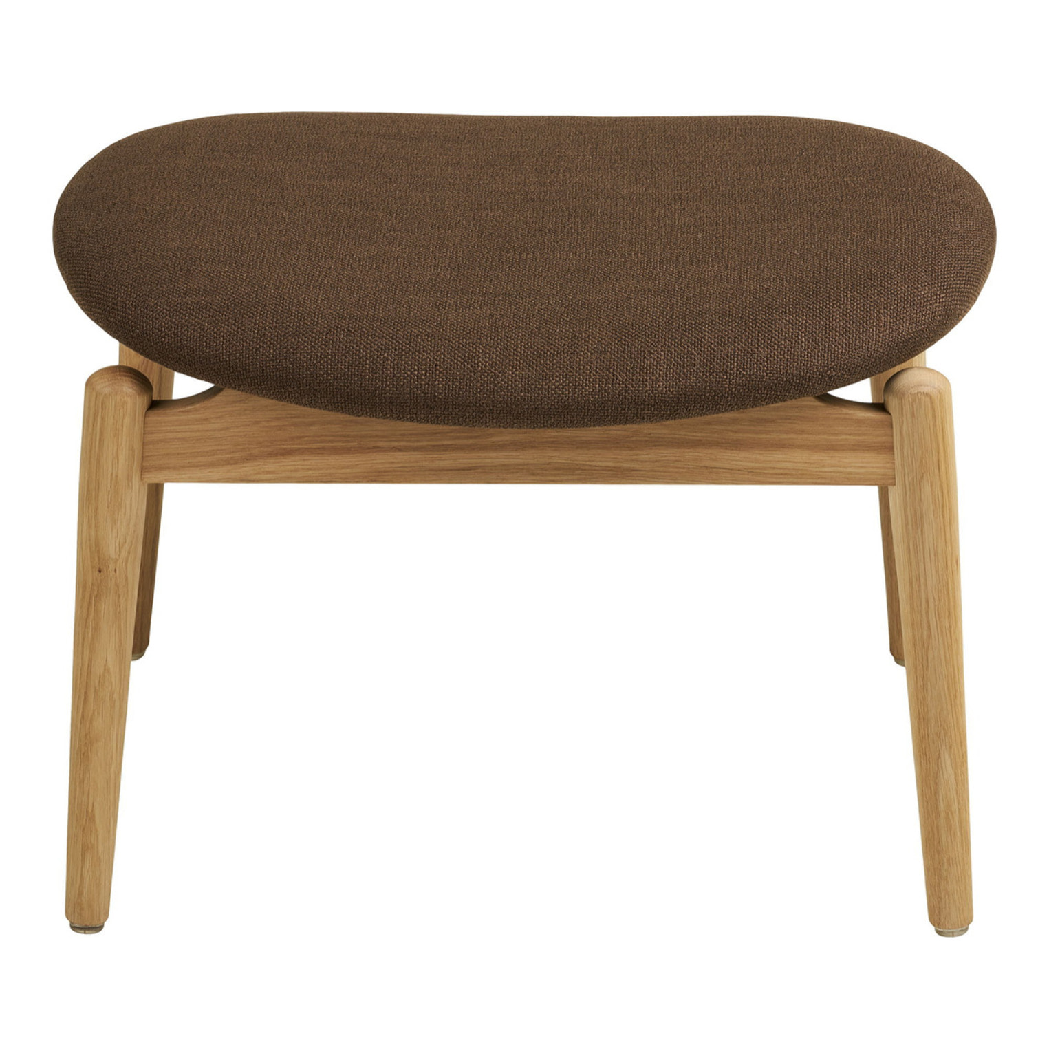 Olvera - Poggiapiedi in poliestere naturale/marrone con gambe in rovere FSC® 53,5x43x38 cm
