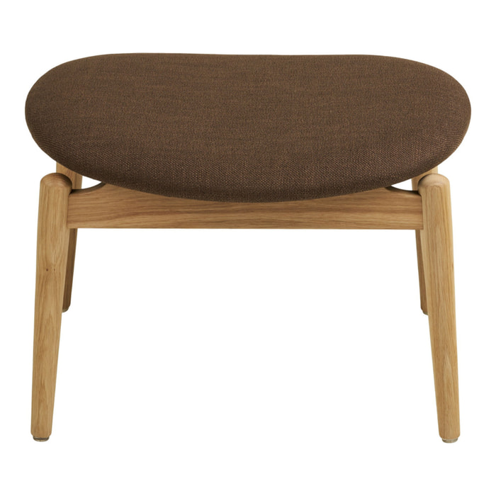 Olvera - Poggiapiedi in poliestere naturale/marrone con gambe in rovere FSC® 53,5x43x38 cm
