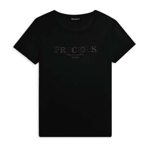 T-shirt con scritta Precious Moments in strass
