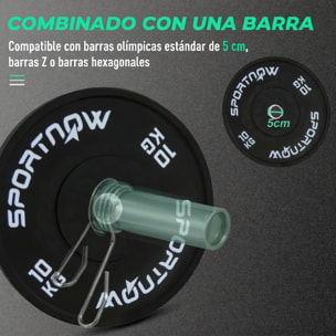 SPORTNOW Discos Pesas Olímpicos 2x10 kg, Agujero Ø50 mm, de Goma, 2 Placas de Pesas para Barras y Mancuernas, para Entrenamientos en Casa y Gimnasio, Negro