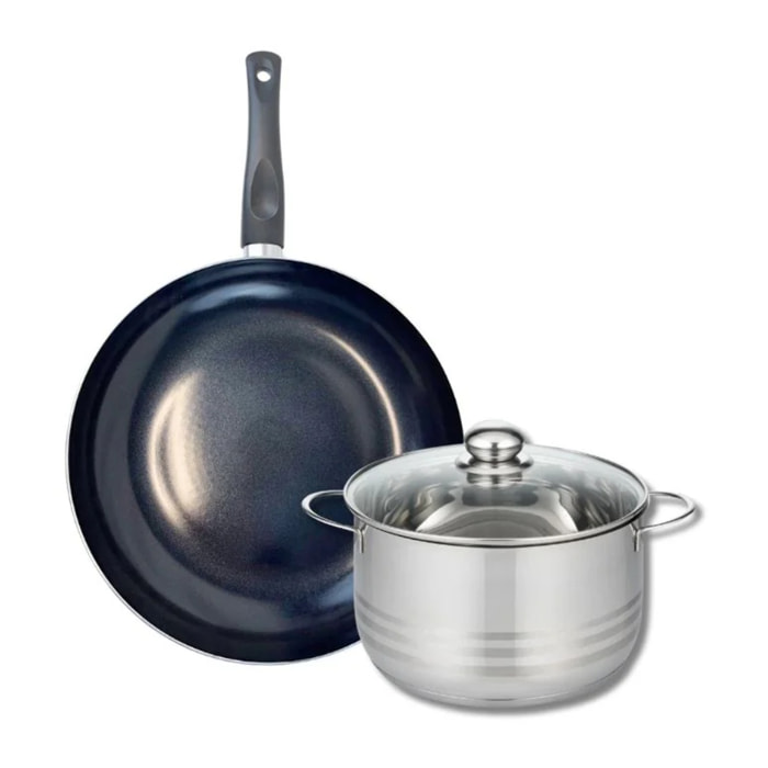 Ensemble de 1 Poêle de cuisson 28 cm et 1 faitout 20 cm Elo Prima Brillant
