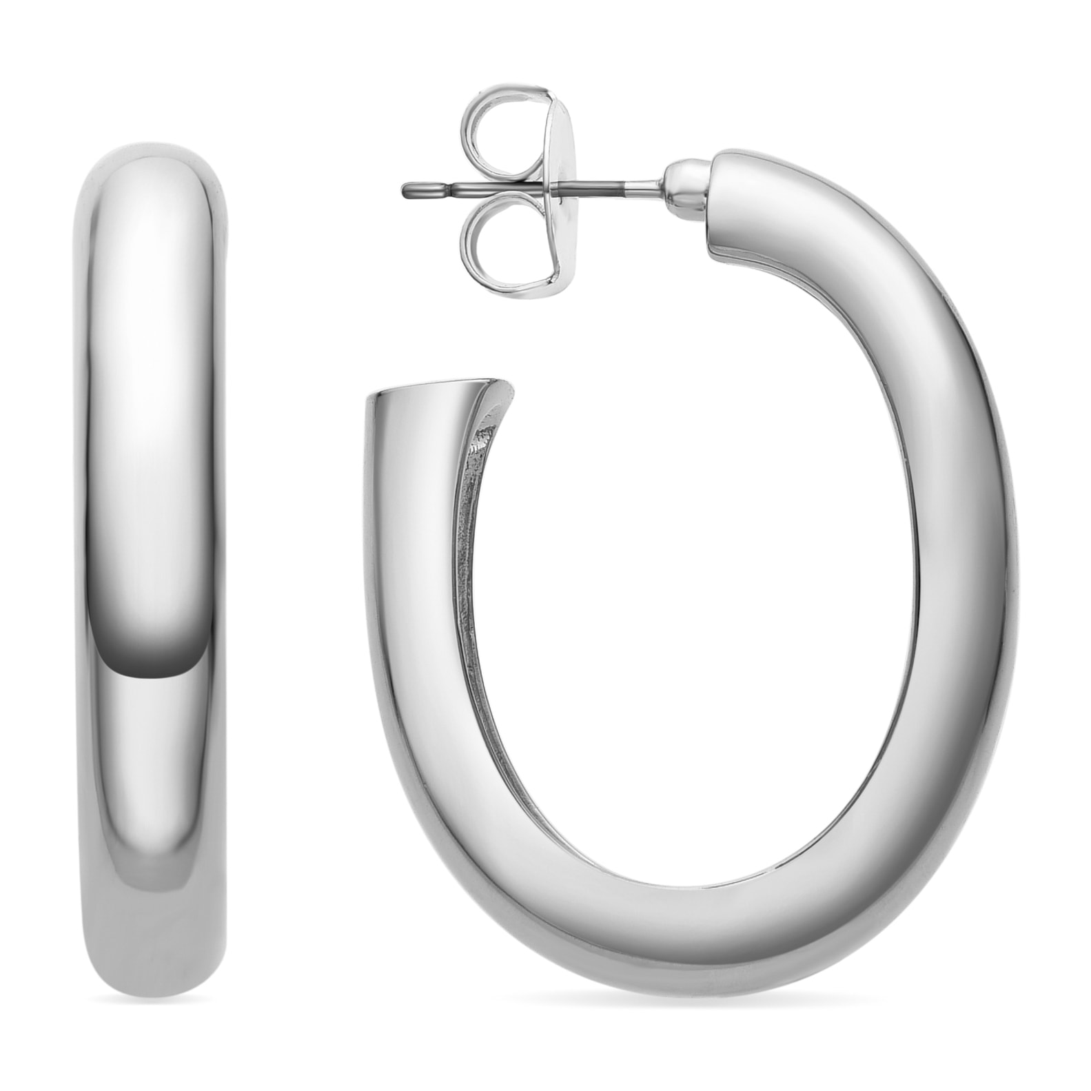 Pendientes de 36mm de diámetro acabados en rodio
