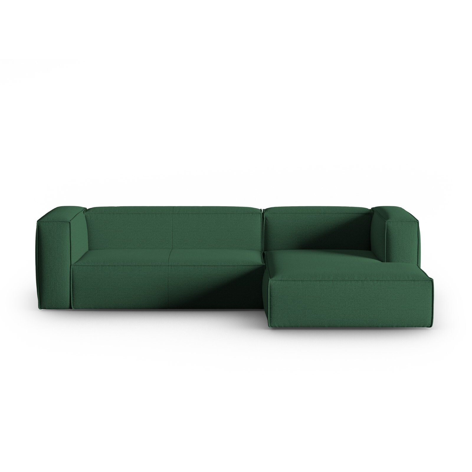 Canapé d'angle droit "Mackay" 4 places en velours structuré vert